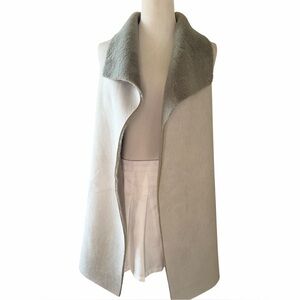 Source Unknown Light Gray Faux Fur Vest with Knit backing
